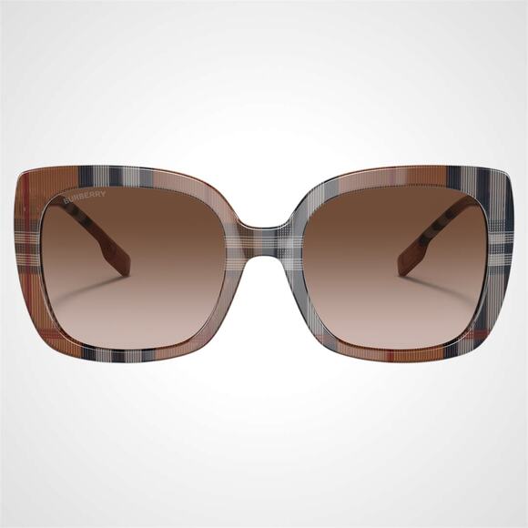 New Burberry Sunglasses Brown Check Square Frames Gradient Lens w/ Case BURBERRY - Picture 2 of 9